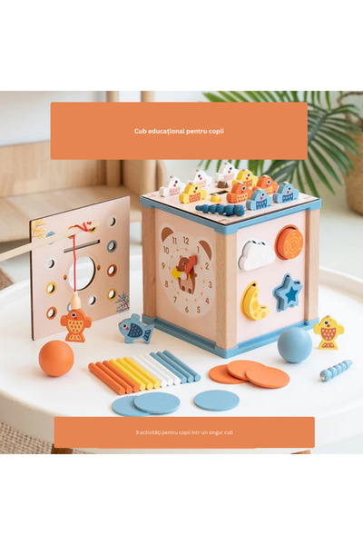 OEM Cub educativ pentru copii Montessori din lemn, jucarie educativa cub pentru copii