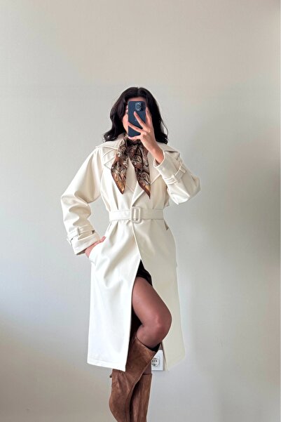 Eka Kadın Ekru Deri Trenç 1041-6056