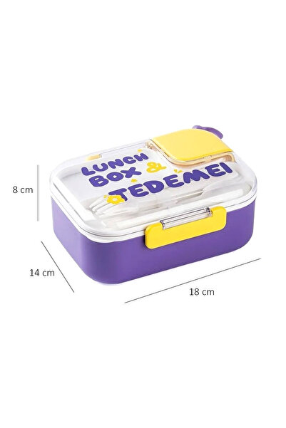 Limmy Compartmented Stainless Steel Storage Container Leakproof Lunch Box with Fork and Spoon 750 ml - Purple