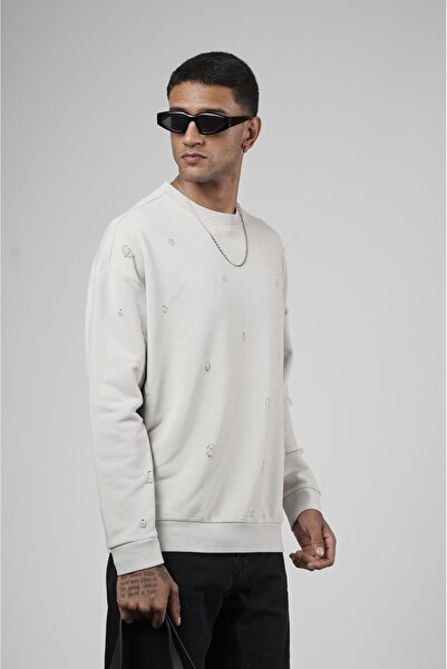 king brich Ανδρικό φούτερ με λέιζερ με λαιμόκοψη μεγάλου μεγέθους