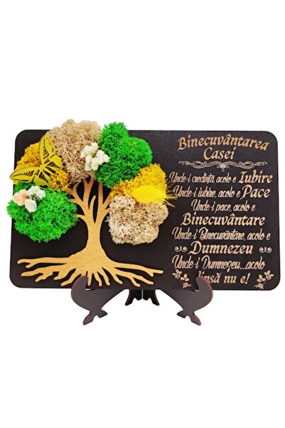 OEM Decoratiune cu licheni "Binecuvantarea casei" - cadou pentru Familie, Nasi, Fini, Prieteni, Colegi,