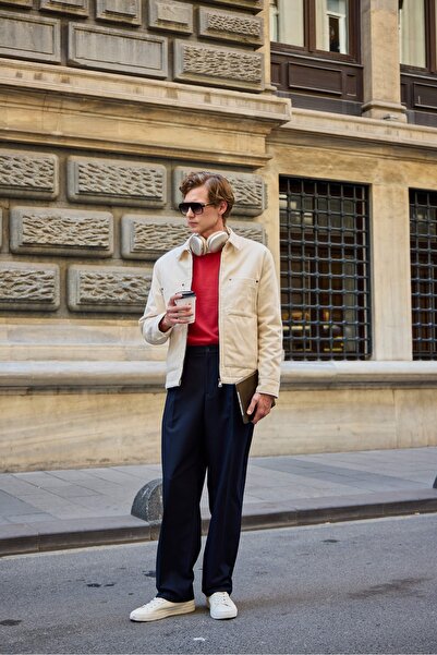 Danger Βαμβακερό ανδρικό παλτό μπεζ μπουφάν