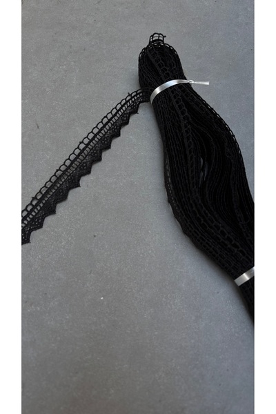 Butik Siyah klasik Güpür 9 metre uzunluk imza Güpür klasik desen dikiş