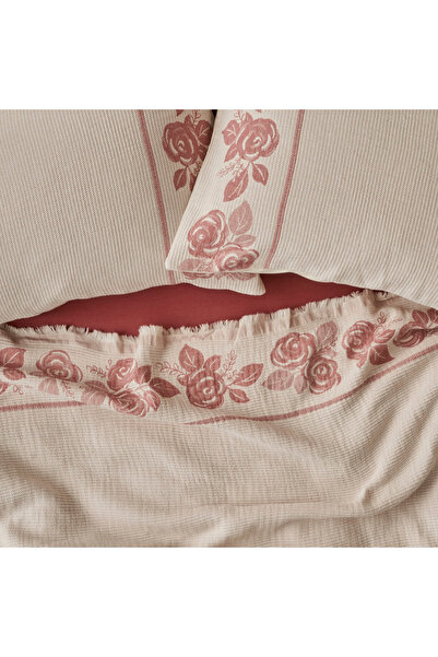 Bella Maison 100% Cotton Rose Jacquard Double Bedspread Set Cream (240X260 cm)