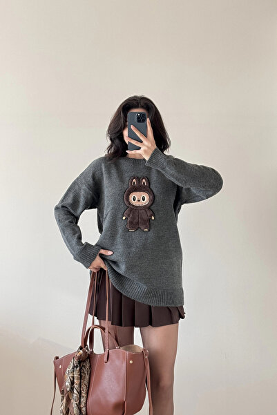 Eka Γυναικείο πουλόβερ γκρι Labubu 1014-5244