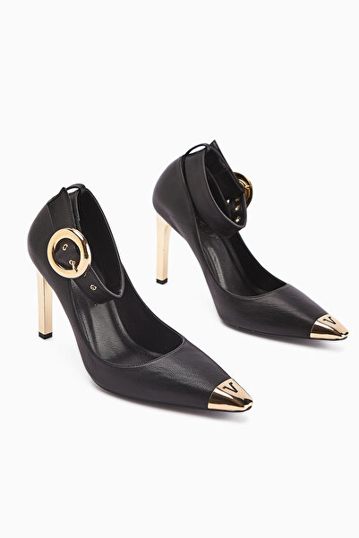 Limoya Jennica Black Ankle Buckle Women's Heeled Shoes