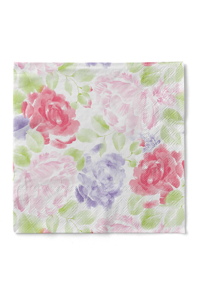 Mank 3-слойни салфетки за маса, Тъкани - Валери (флорален принт) / 40 x 40 см...