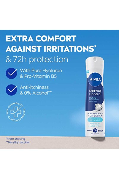 NIVEA Derma Control Defend Extra Comfort Pure Hyaluron + Pro-Vitamin B5 Spray 150ml