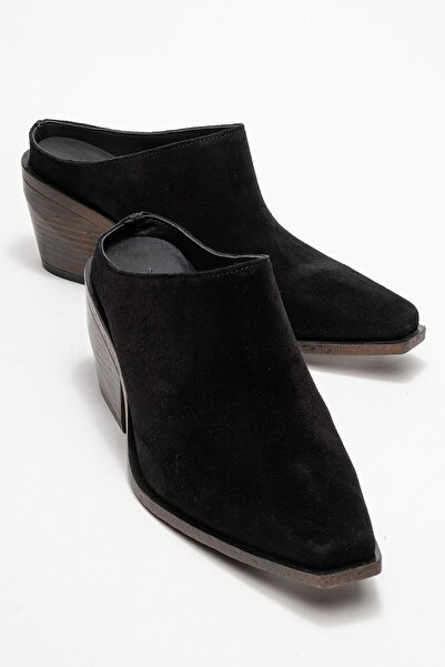 Zeynep Sıradağlı Γυναικείες Παντόφλες Devina από Γνήσιο Δέρμα σε Μαύρο Σουέτ