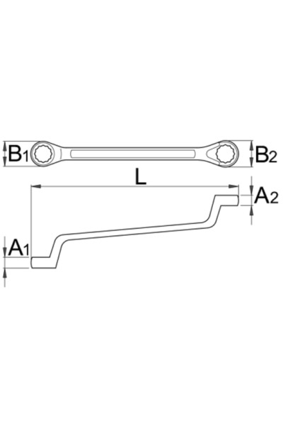 Unior Wrench 600531, double-ended, opening 25x28 mm, length 335 mm, chrome vanadium