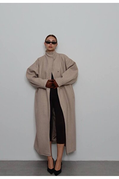 D'RECCY Women's Stand-Up Collar Oversize Long Cardigan Coat