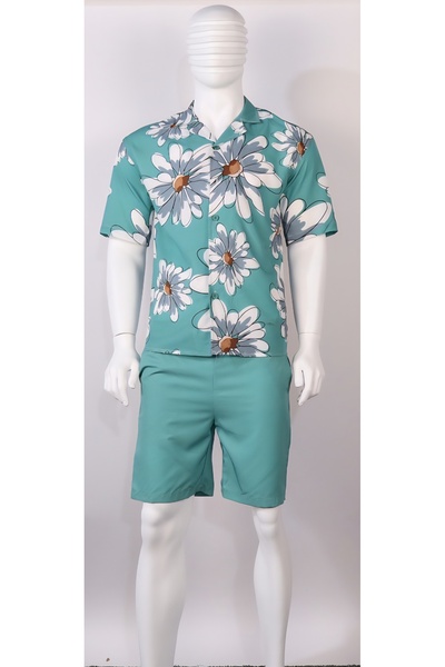 Red Planet Oversized Men’s Shorts Set with Modern Print