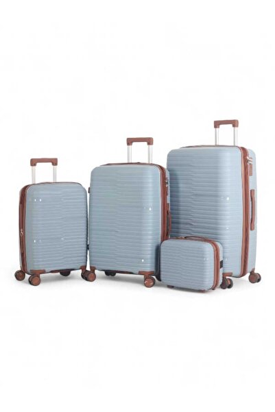 CAPATAN Luxury Durable 4-Piece Luggage Set (Shatterproof with Bonus Handbag) with Double Zipper Expansion Case