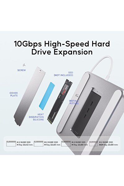 Generic موزع USB C من PULWTOP لجهاز iMac مقاس 24 بوصة 2021، محول موزع USB 7 في 1، ملحقات iMac مع USBC بسرعة 10 جيجابت في الثانية 3*