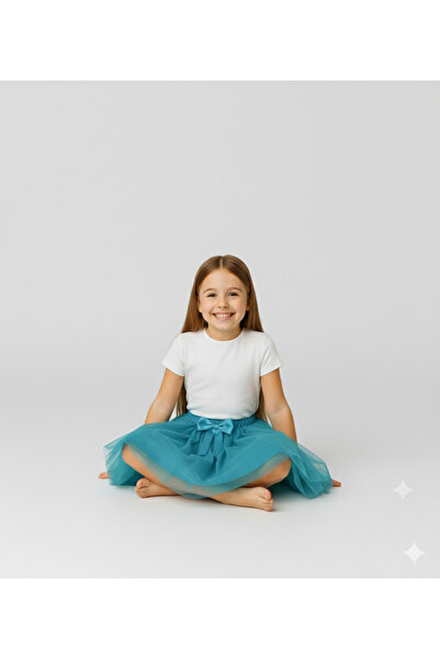 Sibel Günay Butik Girl's Tutu Skirt |   April 23 – May 19 Special Day |   Turquoise |   Lined with Ribbon Detail
