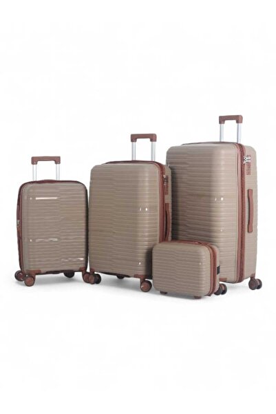 CAPATAN Luxury Durable 4-Piece Luggage Set (Shatterproof with Bonus Handbag) with Double Zipper Expansion Case