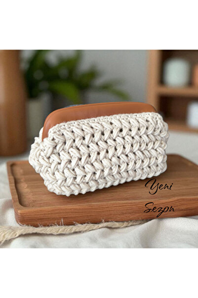 BY MİMİMU El Yapımı Örgü Yün Portföy Clutch Çanta
