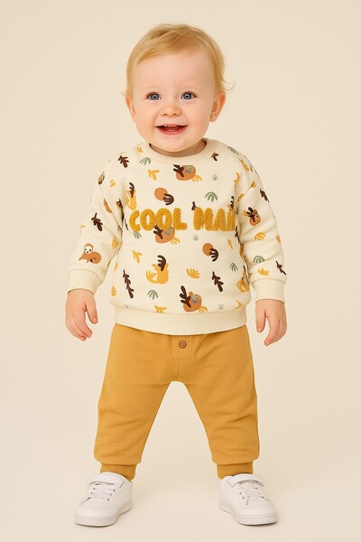 dinamik çocuk Baby Boy 2-Piece Seasonal Tracksuit Set Cool Man Süzene Embroidered Abstract Printed 6-9-12-18-24Months