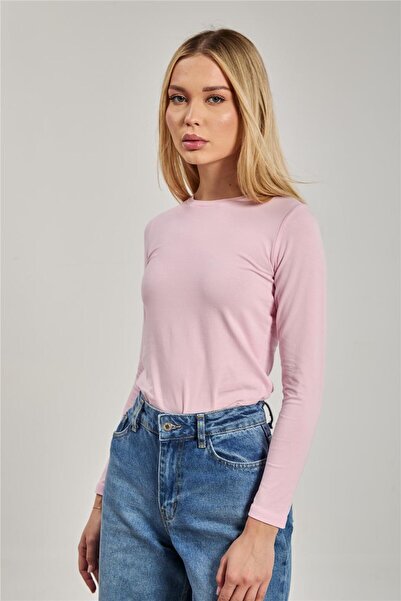 BARRELS AND OIL Kadın Bisiklet Yaka Uzun Kollu Body - Pembe