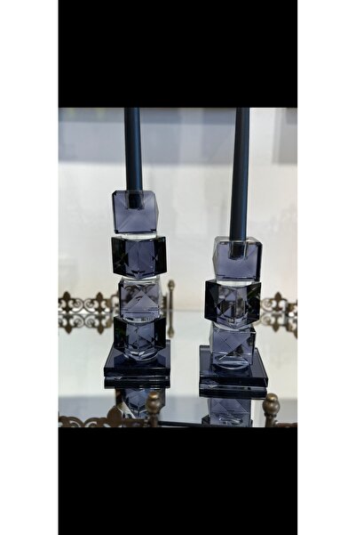 zepce design Kristal Siyah Şamdan