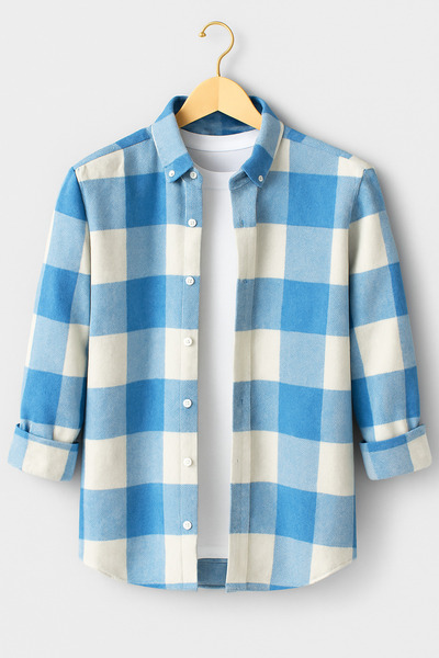 mavisima erkek giyimi Чоловіча синьо-біла картата сорочка лісоруба – зручний крій, новий сезон, зимові модні тренди