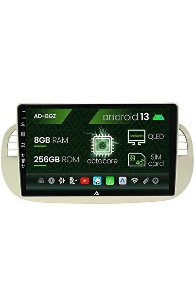 AutoDrop Navigatie Fiat 500 (2007-2014), Android 13, Z-Octacore / 8GB RAM + 2...