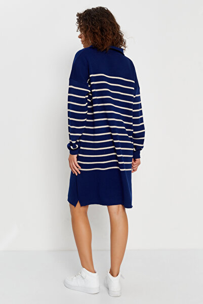 Hopoi Women's Striped Polo Neck Dress