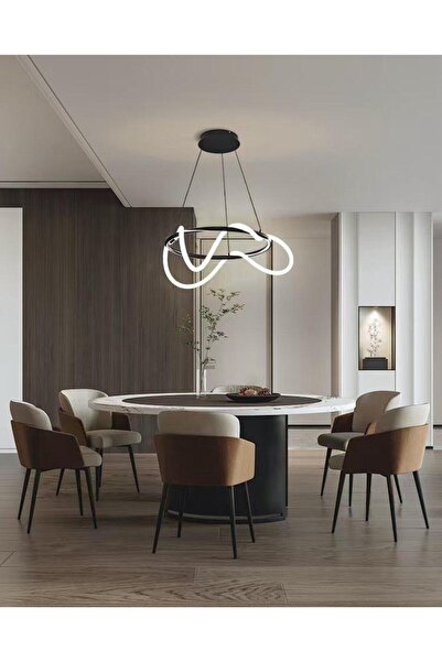 RFAN Pendul LED, Model RF60RD, cu telecomandă, 3 tipuri de lumină, 45W, Negru