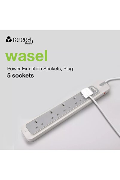 genric مقبس تمديد طاقة رافيد 2990 واط، 5 فتحات، من النوع البريطاني