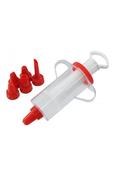 FACKELMANN 42803 Seringă de ornat, 6 accesorii, Cârlig de agățare, Roșu