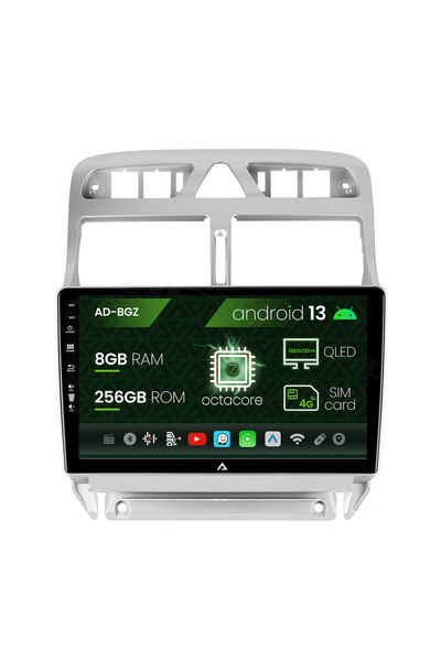 AutoDrop Navigatie Peugeot 307, Android 13, Z-Octacore / 8GB RAM + 256GB ROM,...