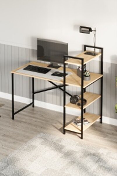 Terra Mob Prod Fixed metal desk Start H, size 120 x 60 cm, Light Oak top
