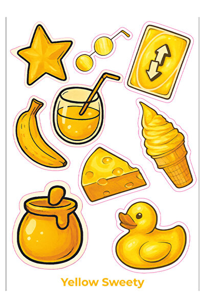 gogo premium A5 жълт комплект стикери Sweety - етикети за тетрадки, лаптопи, ...