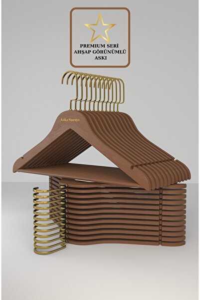 menofis Kahverengi Ahşap Görünümlü Askı Özel Amerikan Kanca 50 Adet (Premium ...