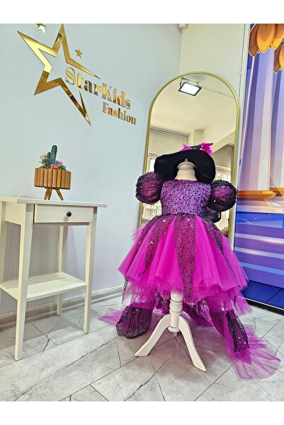 Star Kids Kız Çoçuk Cadı Kostümü,Kız Çocuk Elbise,Kız Çoçuk Parti Kostümü