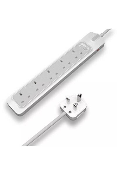 genric مقبس تمديد طاقة رافيد 2990 واط، 5 فتحات، من النوع البريطاني