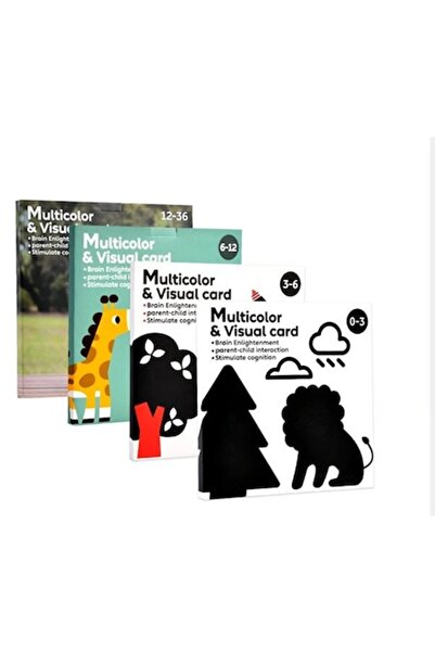 Star Master Set 80 Interactive Cards for Visual and Cognitive Stimulation for Babies, Montessori, with black, wh