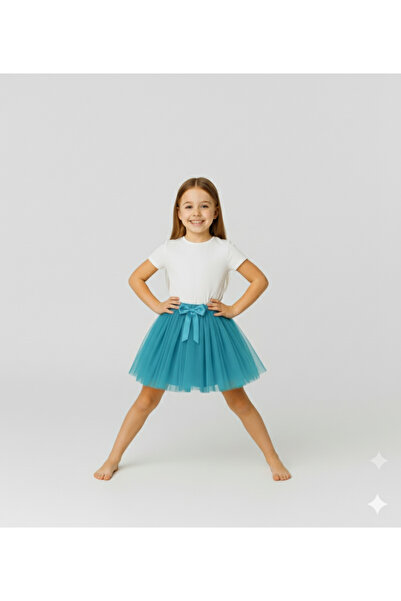 Sibel Günay Butik Girl's Tutu Skirt |   April 23 – May 19 Special Day |   Turquoise |   Lined with Ribbon Detail