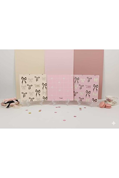 BY CAPPİ 15*15 American Bristol Glittered Square Cover Lined Notebook 3-Piece Set