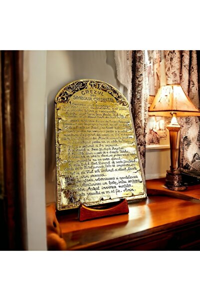 ArtBucovina Placa Decorativa din Ceramica cu foita de aur - Crezul