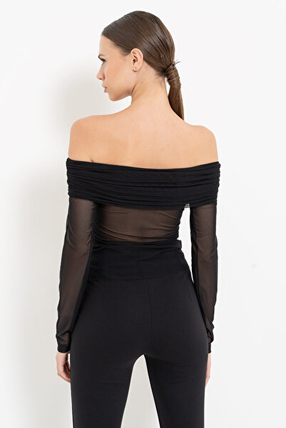 Kikiriki Black Madonna Collar Tulle Blouse