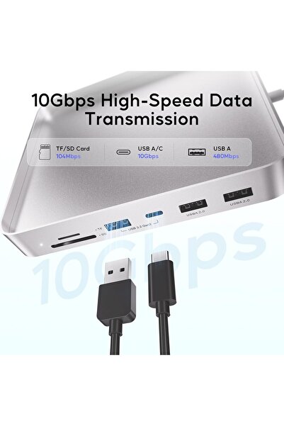 Generic موزع USB C من PULWTOP لجهاز iMac مقاس 24 بوصة 2021، محول موزع USB 7 في 1، ملحقات iMac مع USBC بسرعة 10 جيجابت في الثانية 3*