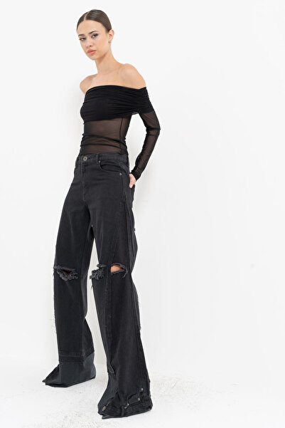 Kikiriki Black Madonna Collar Tulle Blouse