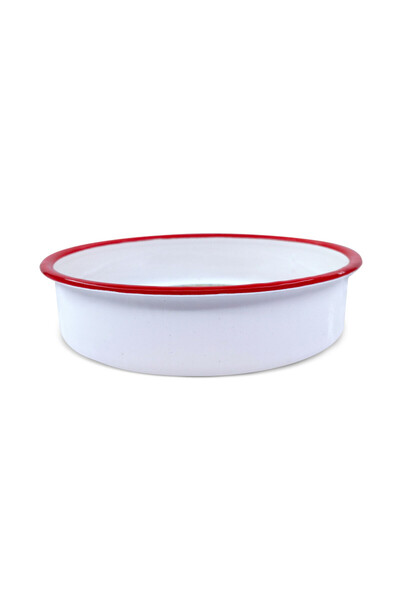 Voltz Round baking tray Oliver OV51222KR32, 32x8 cm, Enameled steel, Induction, White/red