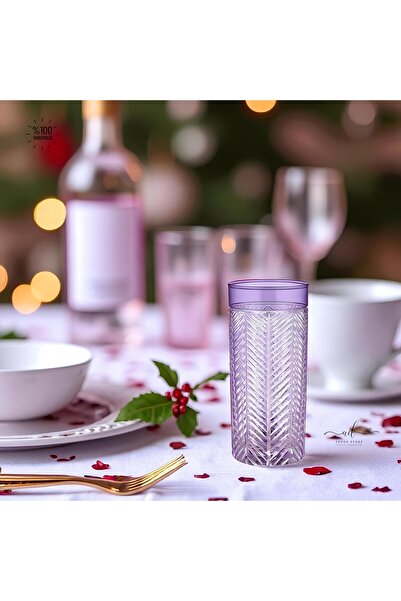 AKDEN STORE Renkli 6'lı Kristal Dekor Su Bardağı,Meşrubat Bardağı