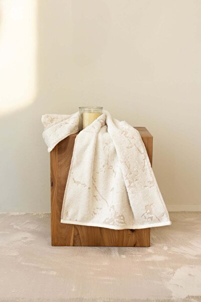 İrya Marble 100% Cotton Jacquard Hand Towel 50X90Cm Cream