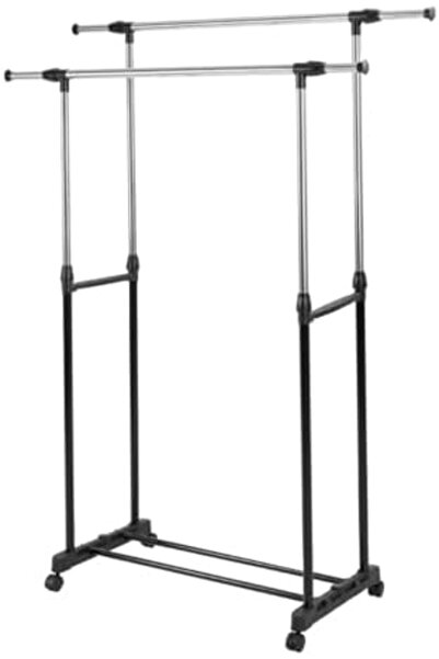 Deli رف ملابس مزدوج قابل للتعديل 160 × 43 × 145 سم فضي