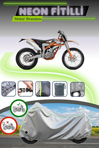 Cemku Fast غطاء محرك متوافق مع KTM 350 Freeride باللون الرمادي النيون قماش مجدّل