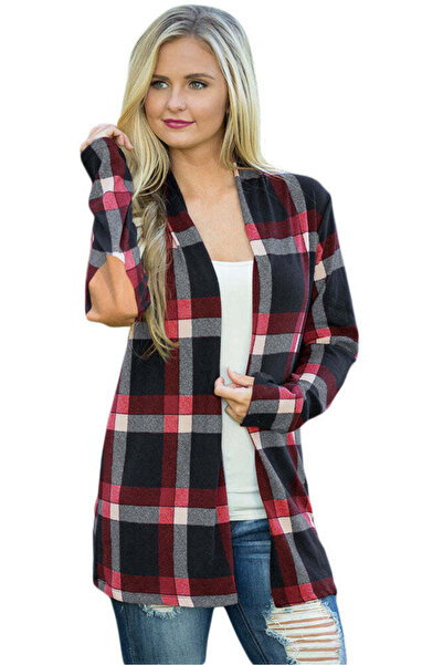 WildFashion Checked cardigan with pattern on sleeves A746-443