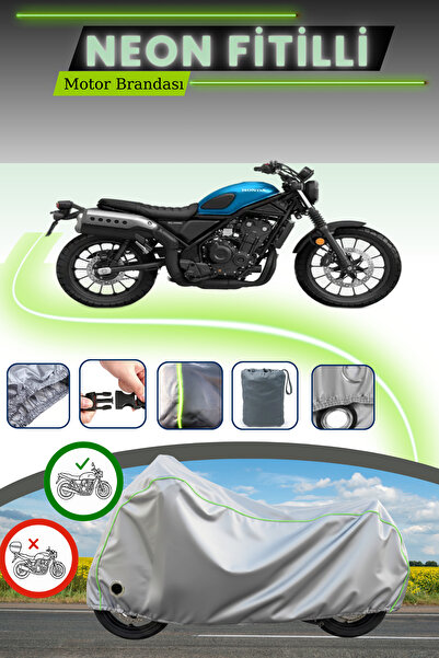 Cemku Fast Gri Neon Fitilli Kilit Uyumlu Honda CL 250 Uyumlu Motor Brandası